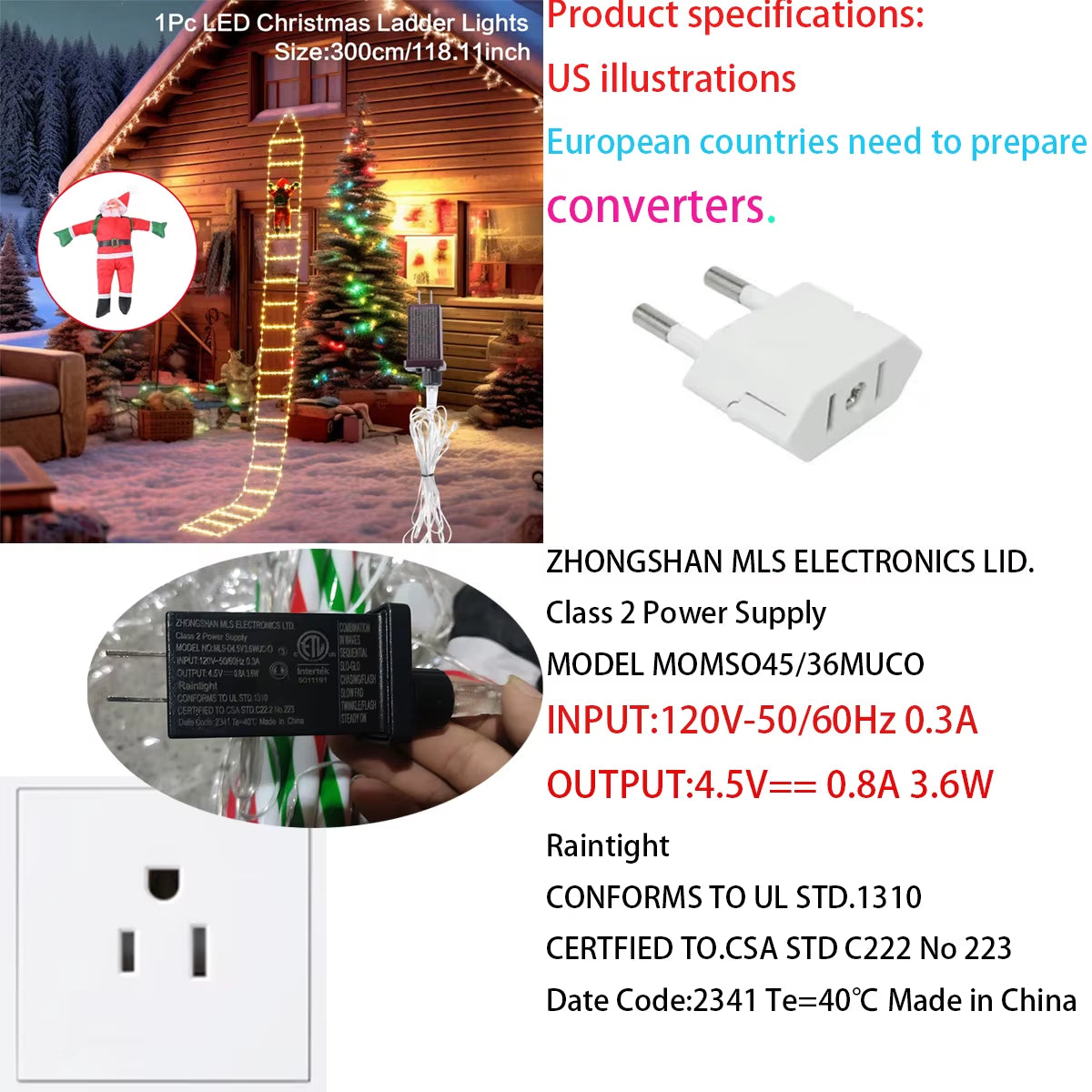 3M Santa Claus Climbing Ladder Warm Light 2025 Christmas Decoration for Home Outdoor Garden Cristmas Tree Ornement New Year Gift