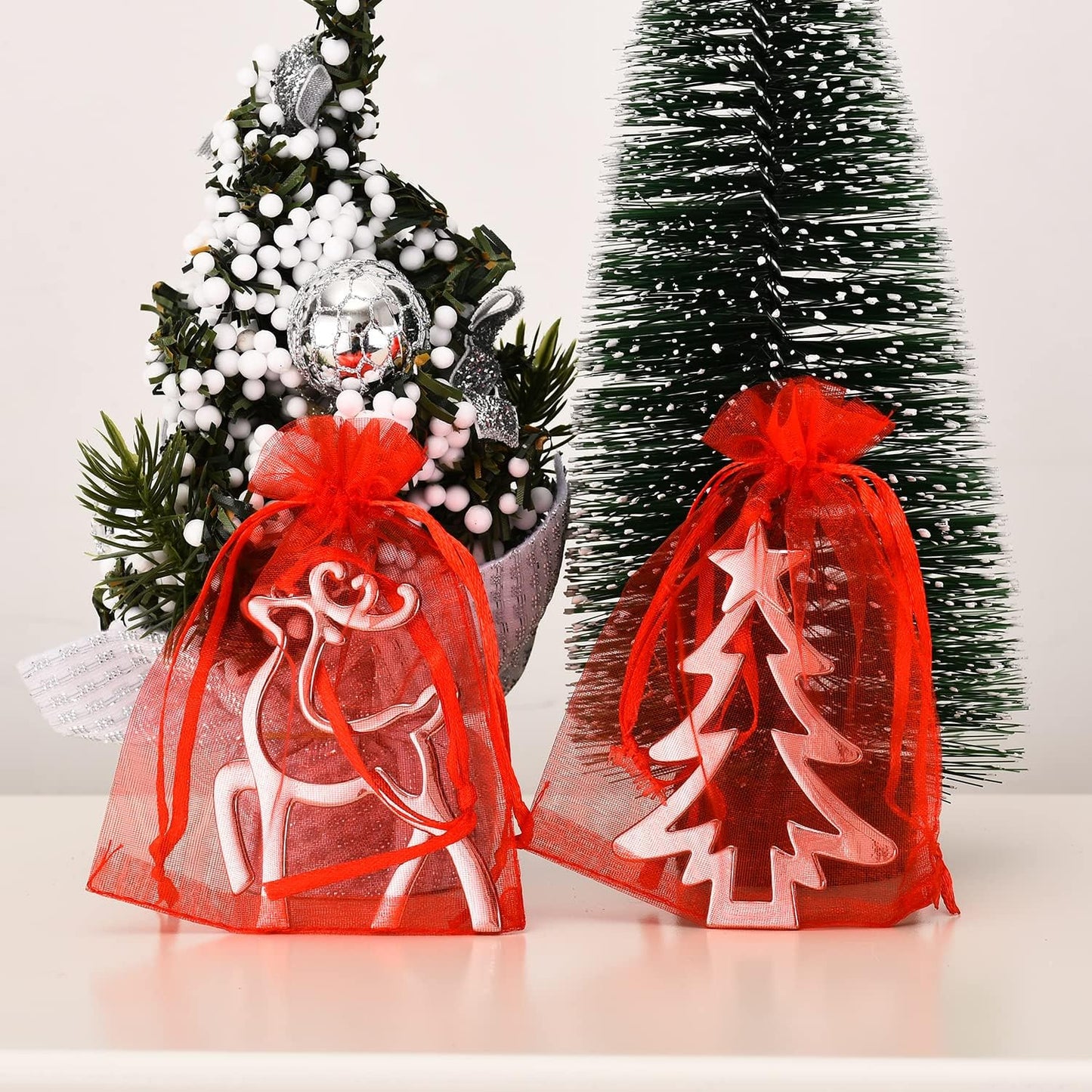 3 Inch Silver Christmas Ornaments - Snowflake, Snowman, Reindeer Hanging Ornaments for Xmas Tree Decoration (Set of 6)