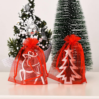 3 Inch Silver Christmas Ornaments - Snowflake, Snowman, Reindeer Hanging Ornaments for Xmas Tree Decoration (Set of 6)