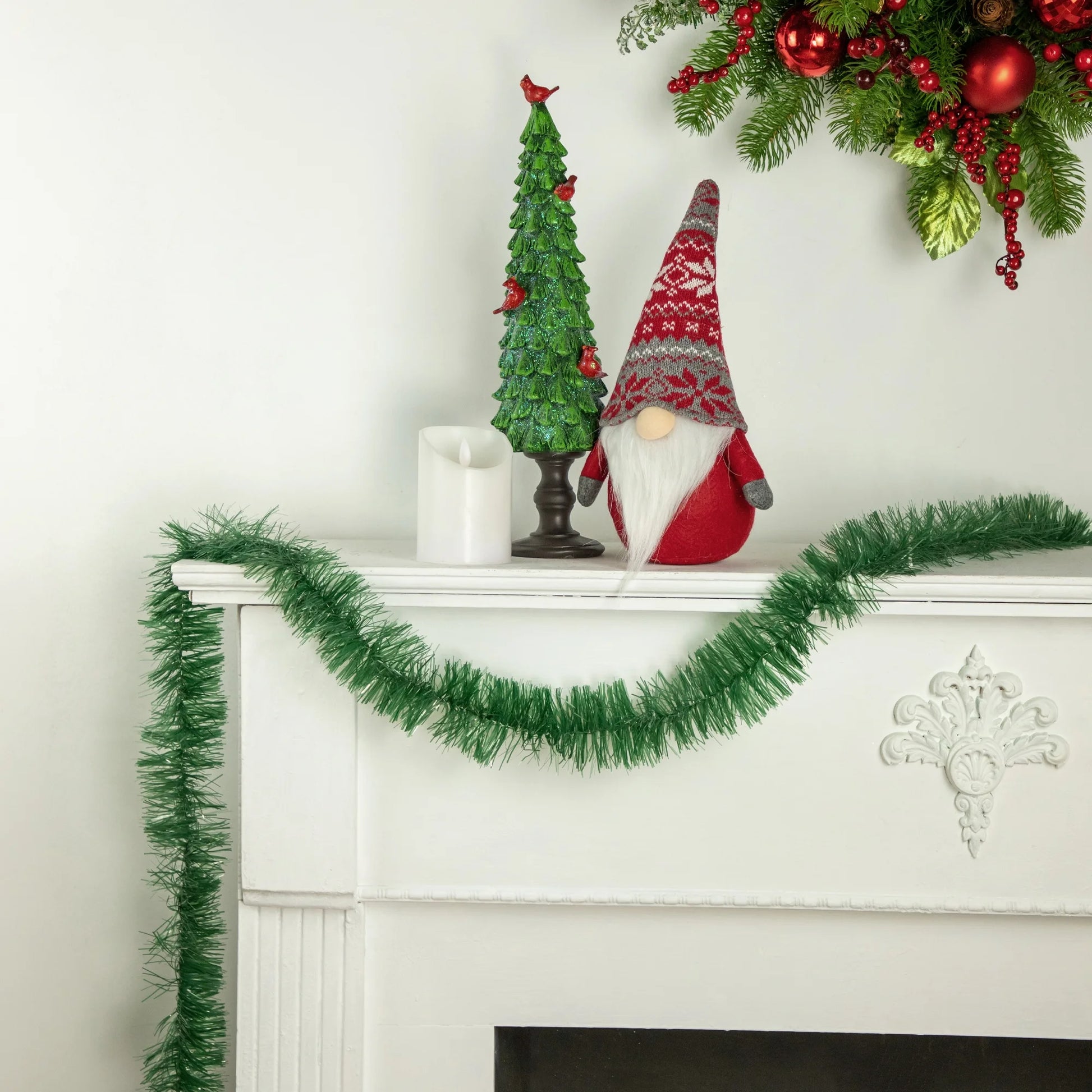 50' X 2.5" Unlit Green Tinsel Christmas Garland
