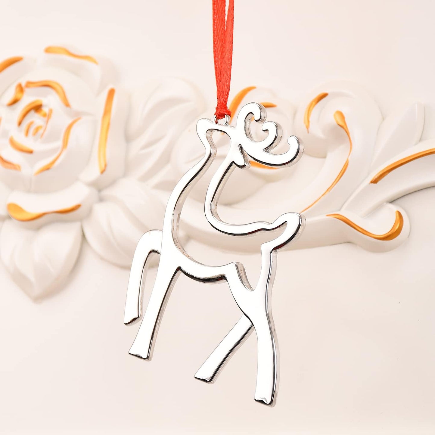 3 Inch Silver Christmas Ornaments - Snowflake, Snowman, Reindeer Hanging Ornaments for Xmas Tree Decoration (Set of 6)