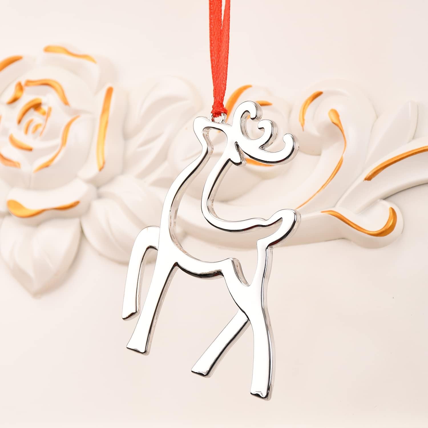 3 Inch Silver Christmas Ornaments - Snowflake, Snowman, Reindeer Hanging Ornaments for Xmas Tree Decoration (Set of 6)