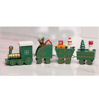 Christmas Decor Mini Four Section Train Diy Wooden Ornaments