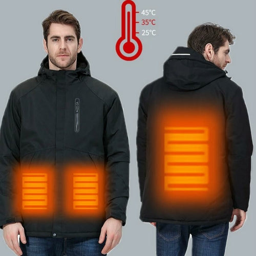 Couple USB Heated Jacket Men Women Waterproof Jacket Men Down Cotton