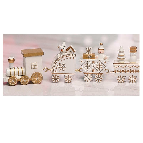 Christmas Decor Mini Four Section Train Diy Wooden Ornaments